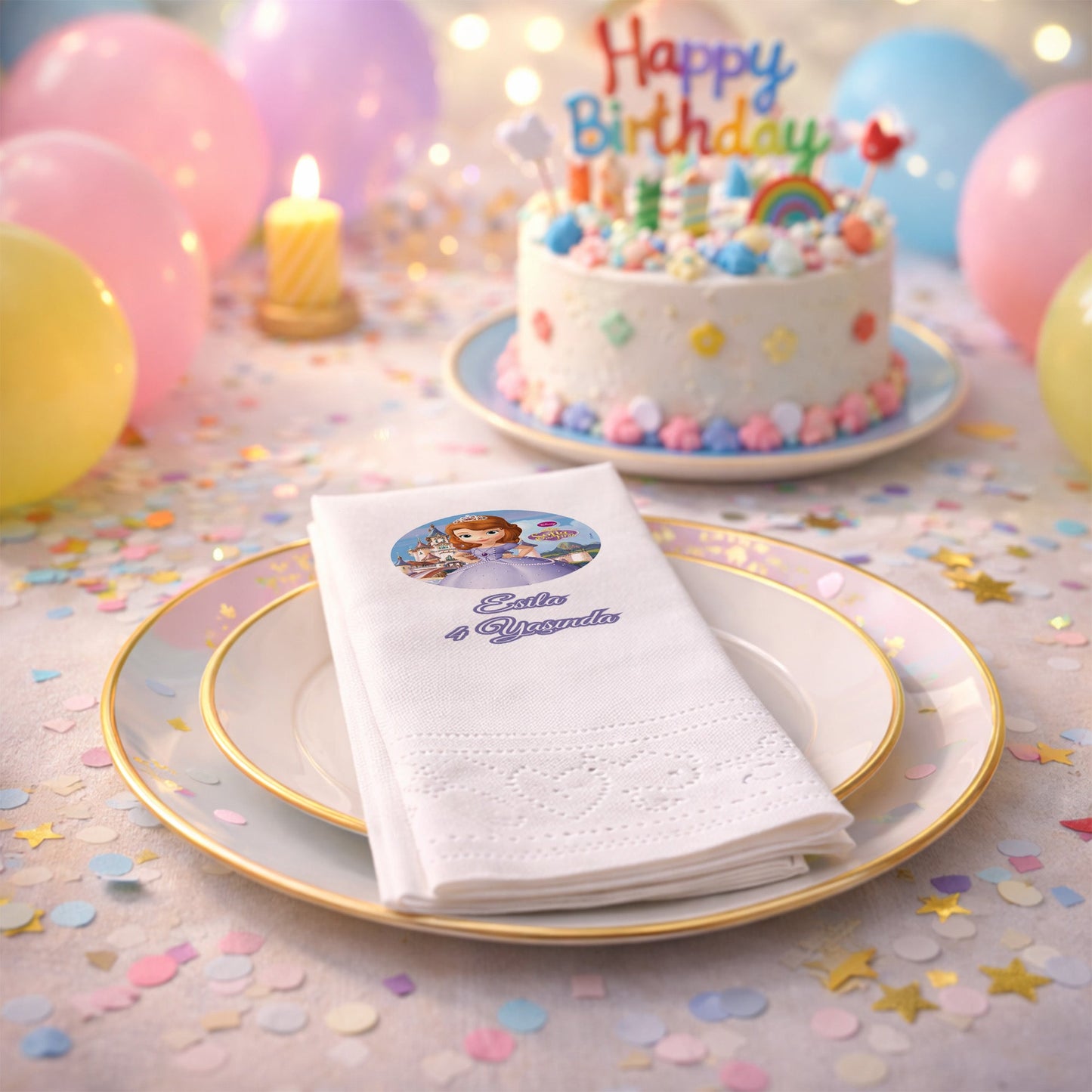 Prenses Sofia Temalı Kız Çocuk Doğum Günü Peçetesi