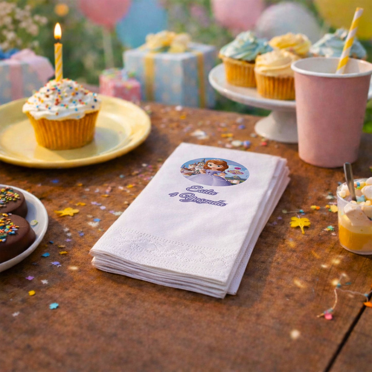 Prenses Sofia Temalı Kız Çocuk Doğum Günü Peçetesi