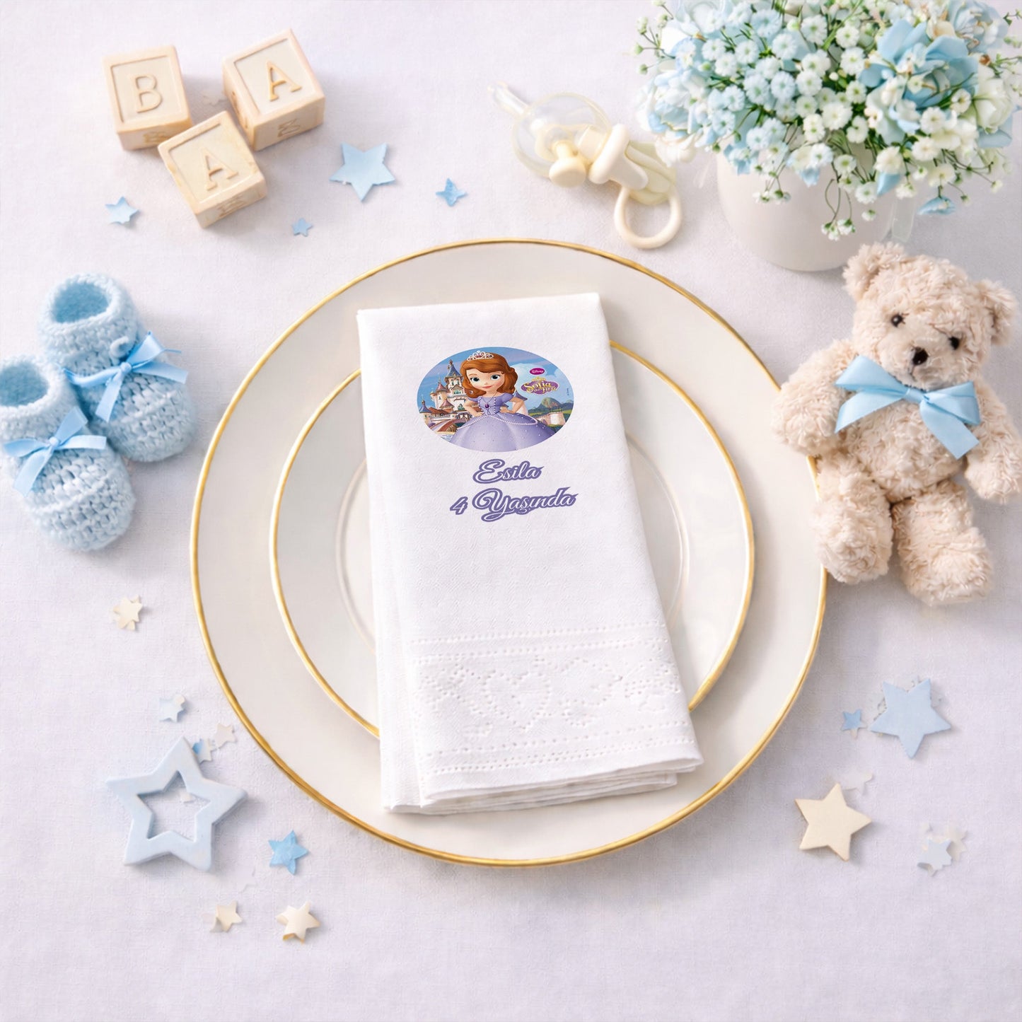 Prenses Sofia Temalı Kız Çocuk Doğum Günü Peçetesi