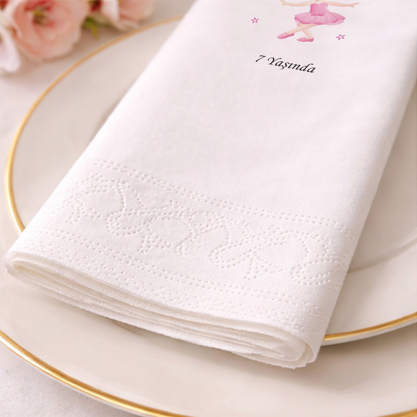 Balerin Temalı Kişiye Özel Kız Çocuk Doğum Günü Peçetesi