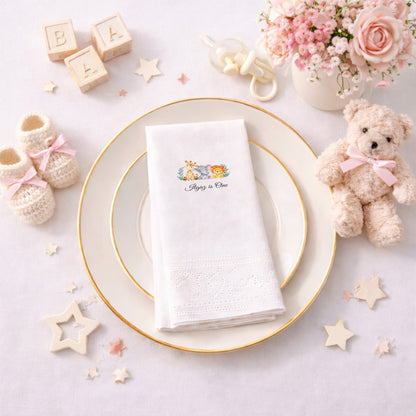 Safari Hayvanları Temalı Kişiye Özel Erkek Bebek 1 Yaş Peçetesi