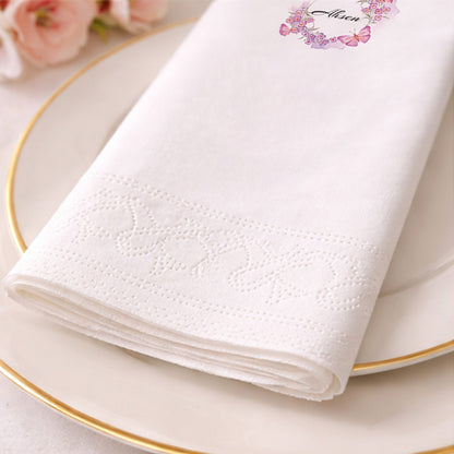 Kelebekli Çiçek Çelenk Temalı Kız Bebek Peçetesi