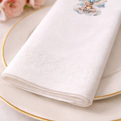 Balonlu Ayıcık Temalı Kişiye Özel Bebek Peçetesi