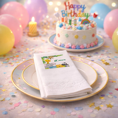 Çiçekli Tavşan Temalı Kişiye Özel Kız Bebek Peçetesi