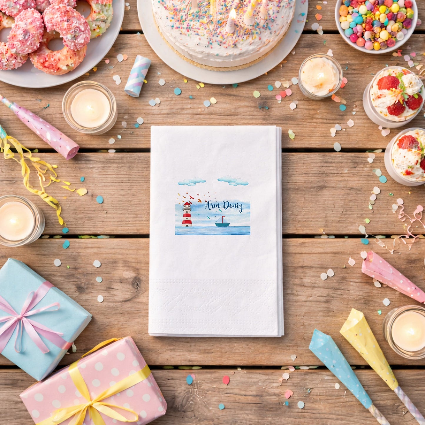 Küçük Prens Temalı Kişiye Özel Bebek Hoş Geldin Peçetesi