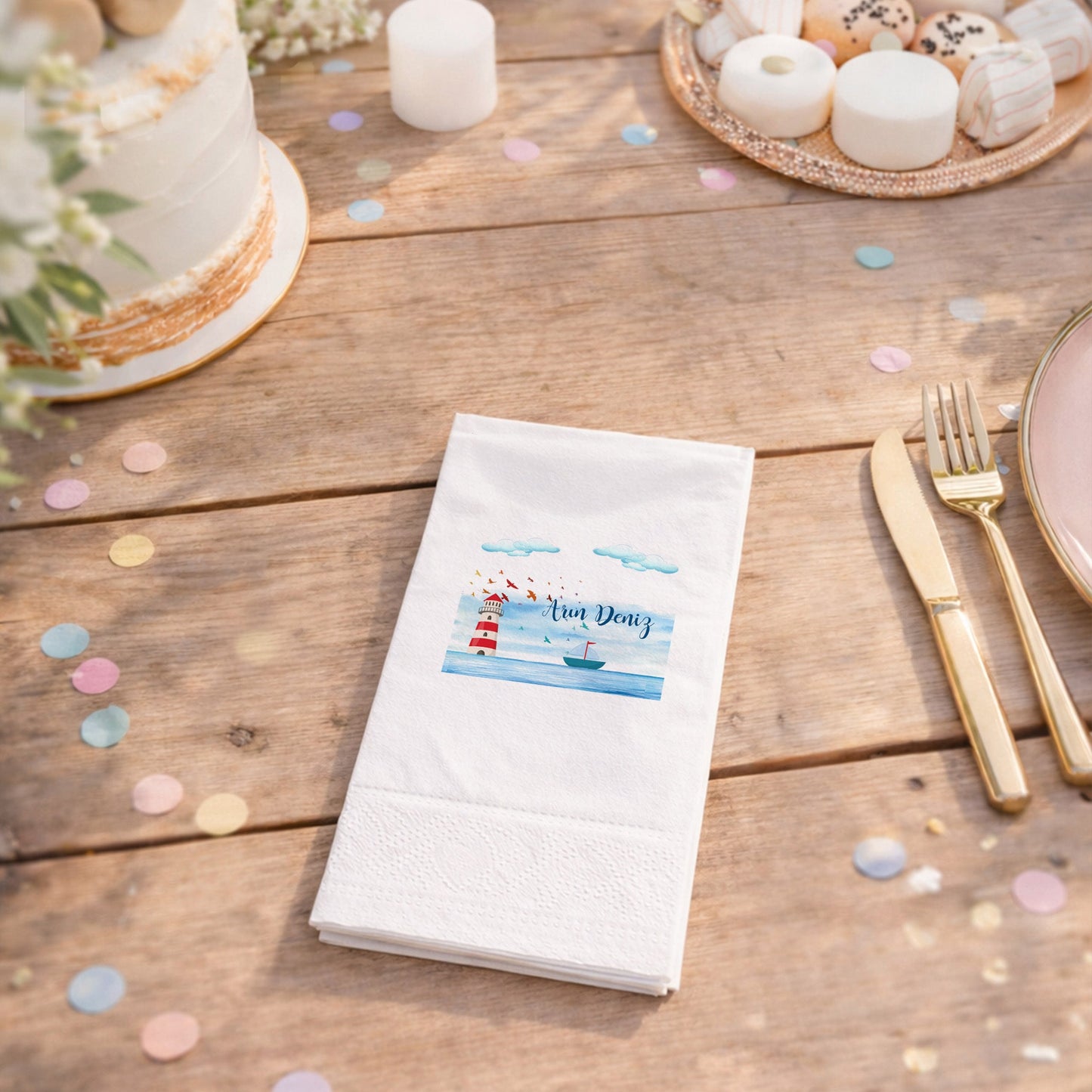 Küçük Prens Temalı Kişiye Özel Bebek Hoş Geldin Peçetesi