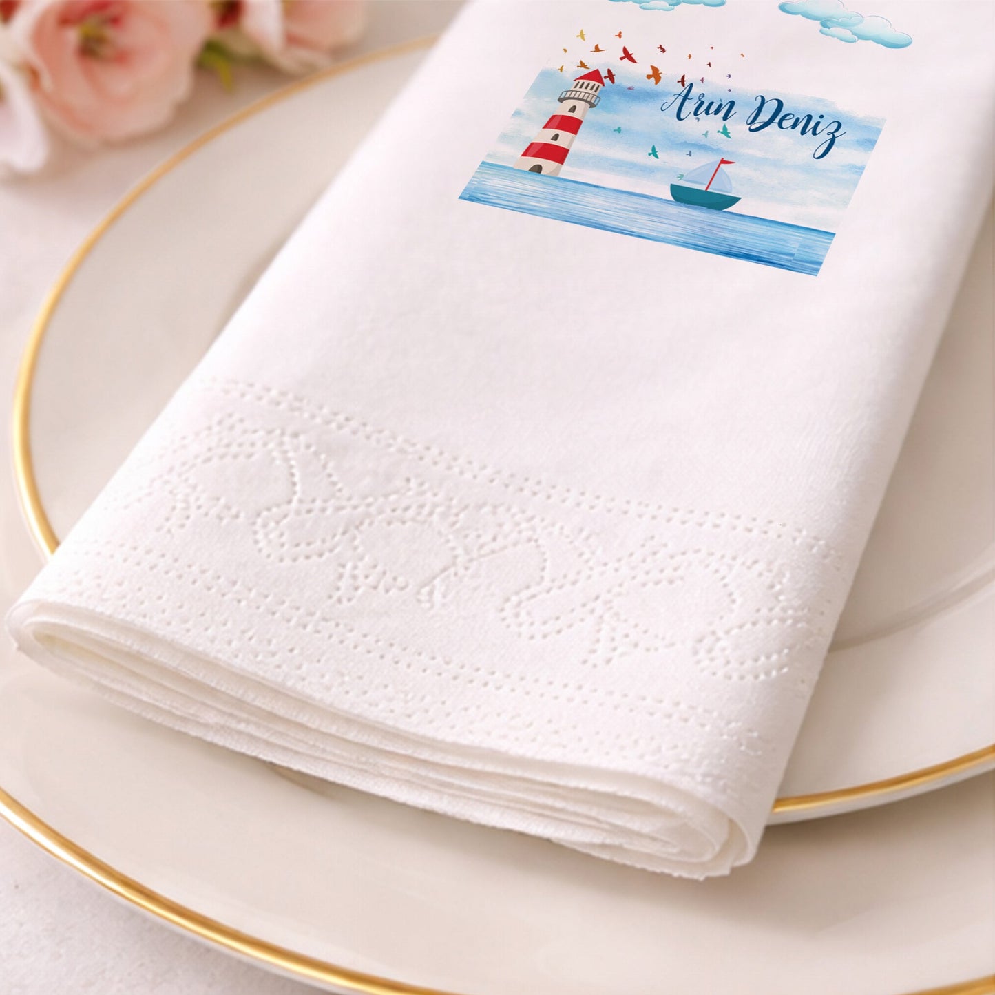 Küçük Prens Temalı Kişiye Özel Bebek Hoş Geldin Peçetesi