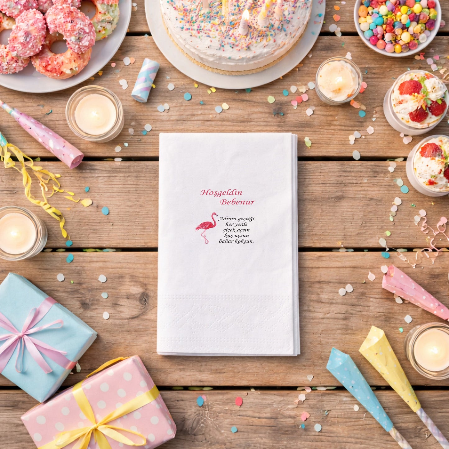 Safari Arabalı Temalı Kişiye Özel Erkek Bebek Doğum Günü Peçetesi