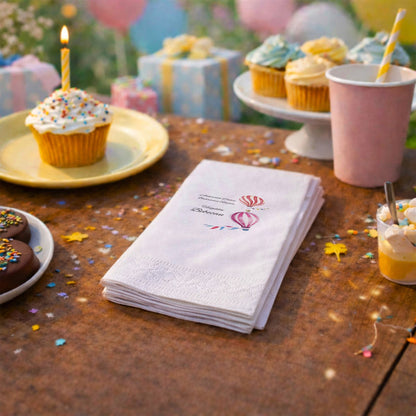 Balonlu Ayıcık Temalı Kişiye Özel Erkek Bebek Hoş Geldin Peçetesi