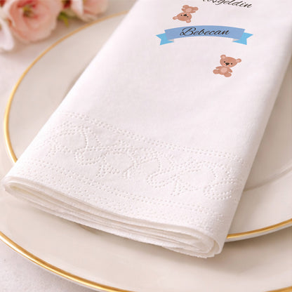 Renkli Balon Temalı Kişiye Özel Kız Bebek Hoş Geldin Peçetesi