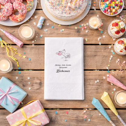 Leylek ve Bebek Figürlü Hediye Gibi Geldin Peçetesi