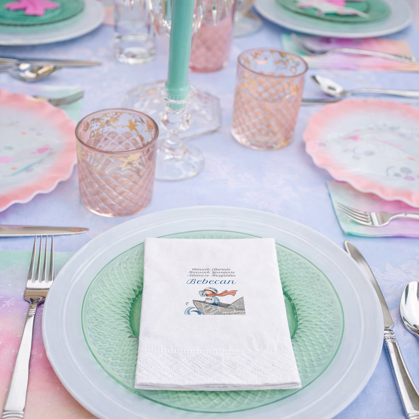 Gazete Kağıdı Kayıklı Denizci Bebecan Bebek Peçetesi