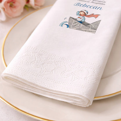 Gazete Kağıdı Kayıklı Denizci Bebecan Bebek Peçetesi