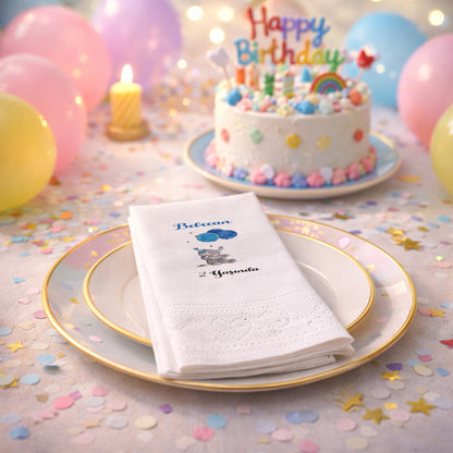 Mavi Balonlu Fil Figürlü Bebecan 2 Yaş Peçetesi