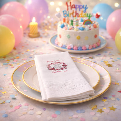 Pembe Kelebek Çelengi ve Şiir Detaylı Bebenur Özel Gün Peçetesi