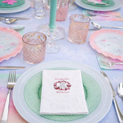 Pembe Kelebek Çelengi ve Şiir Detaylı Bebenur Özel Gün Peçetesi