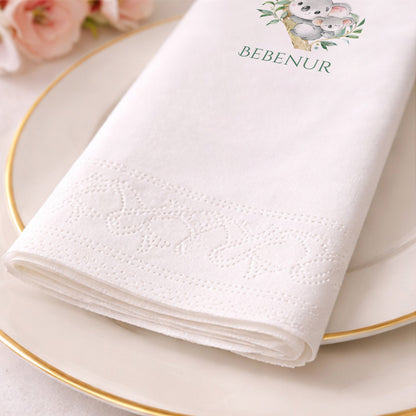 Anne ve Yavru Koala Desenli Bebenur Doğum Günü Peçetesi