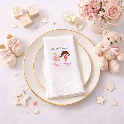 İki Kardeş/Yıl Temalı Bebenur Çift Tarihli Özel Gün Peçetesi