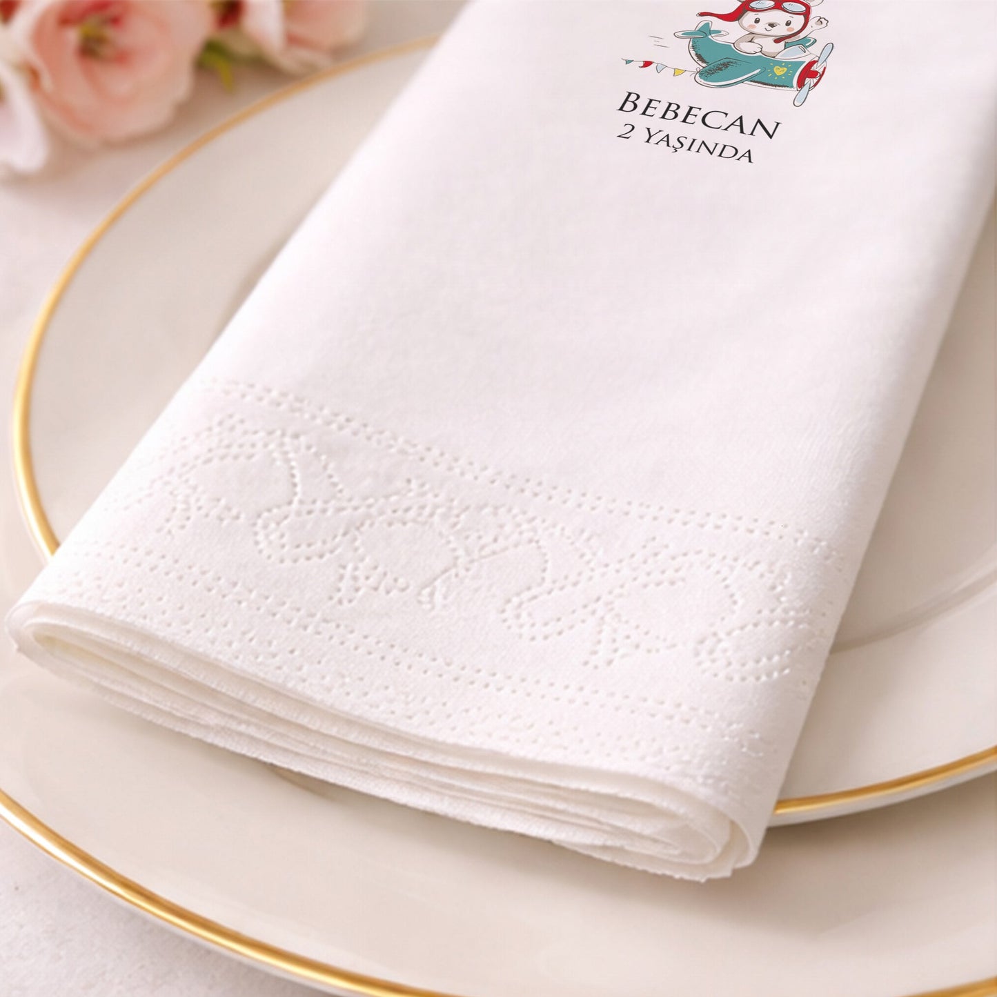 Pilot Ayıcık Temalı Bebecan 2 Yaş Doğum Günü Peçetesi