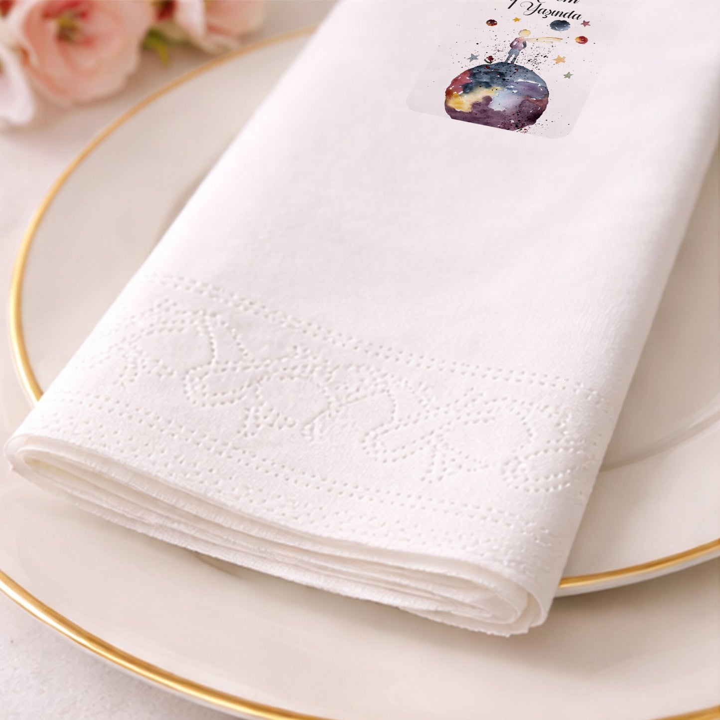 Kerem İsimli Küçük Prens Temalı 1 Yaş Doğum Günü Peçetesi