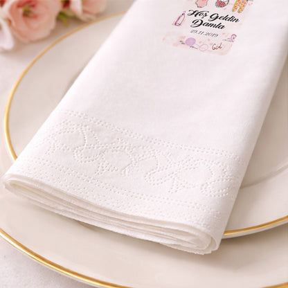 Damla İsimli Pembe Bebek Kıyafetleri İllüstrasyonlu Peçete