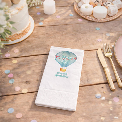 Kaan Ege Mavi Suluboya Balon ve Flama Desenli Özel Gün Peçetesi