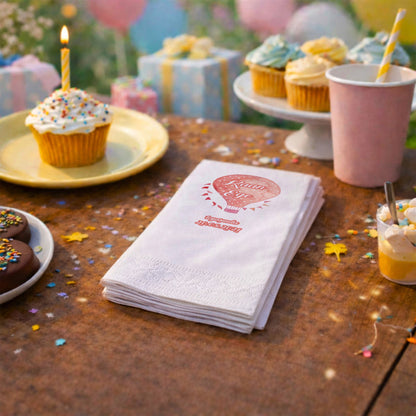 Kaan Ege Puantiyeli Turuncu Sıcak Hava Balonu Temalı Parti Peçetesi