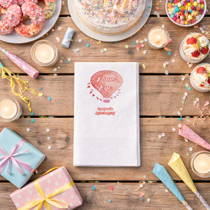 Kaan Ege Puantiyeli Turuncu Sıcak Hava Balonu Temalı Parti Peçetesi