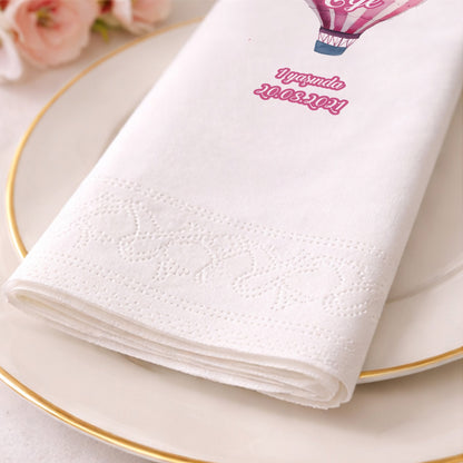 Kaan Ege Pembe Çizgili Sıcak Hava Balonu Temalı Doğum Günü Peçetesi