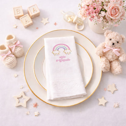 Altın Işıltılı Gökkuşağı Tasarımlı 3 Yaş Doğum Günü Peçetesi