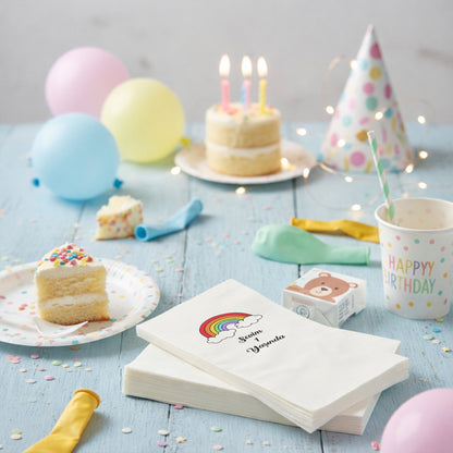 Pastel Bulutlu Soft Gökkuşağı Sevim 1 Yaş Peçetesi