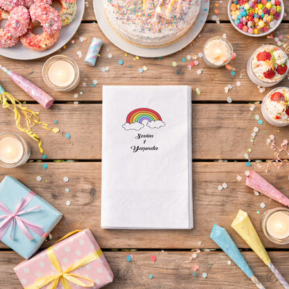 Pastel Bulutlu Soft Gökkuşağı Sevim 1 Yaş Peçetesi