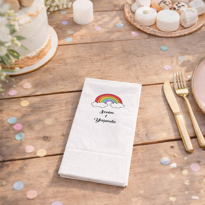 Pastel Bulutlu Soft Gökkuşağı Sevim 1 Yaş Peçetesi