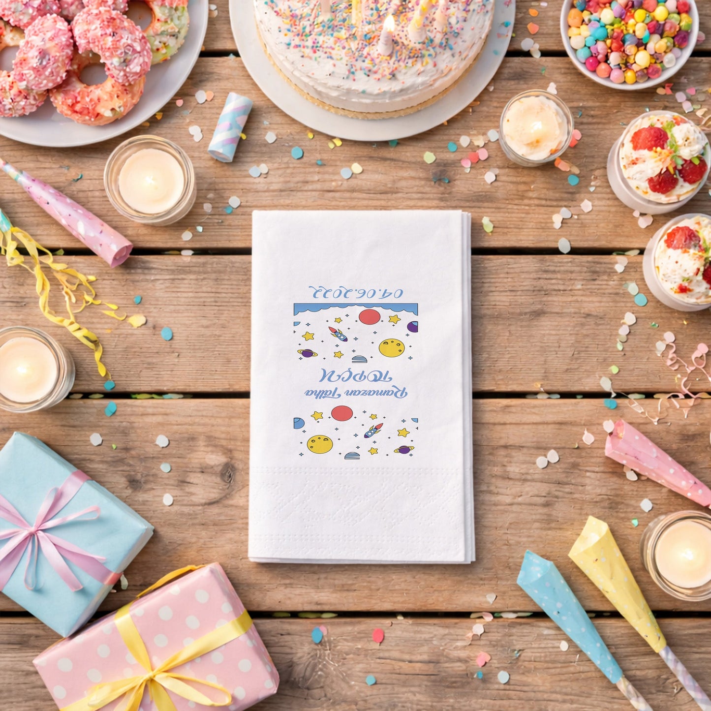 Astronot ve Galaksi Desenli Ramazan Talha İsimli Peçete