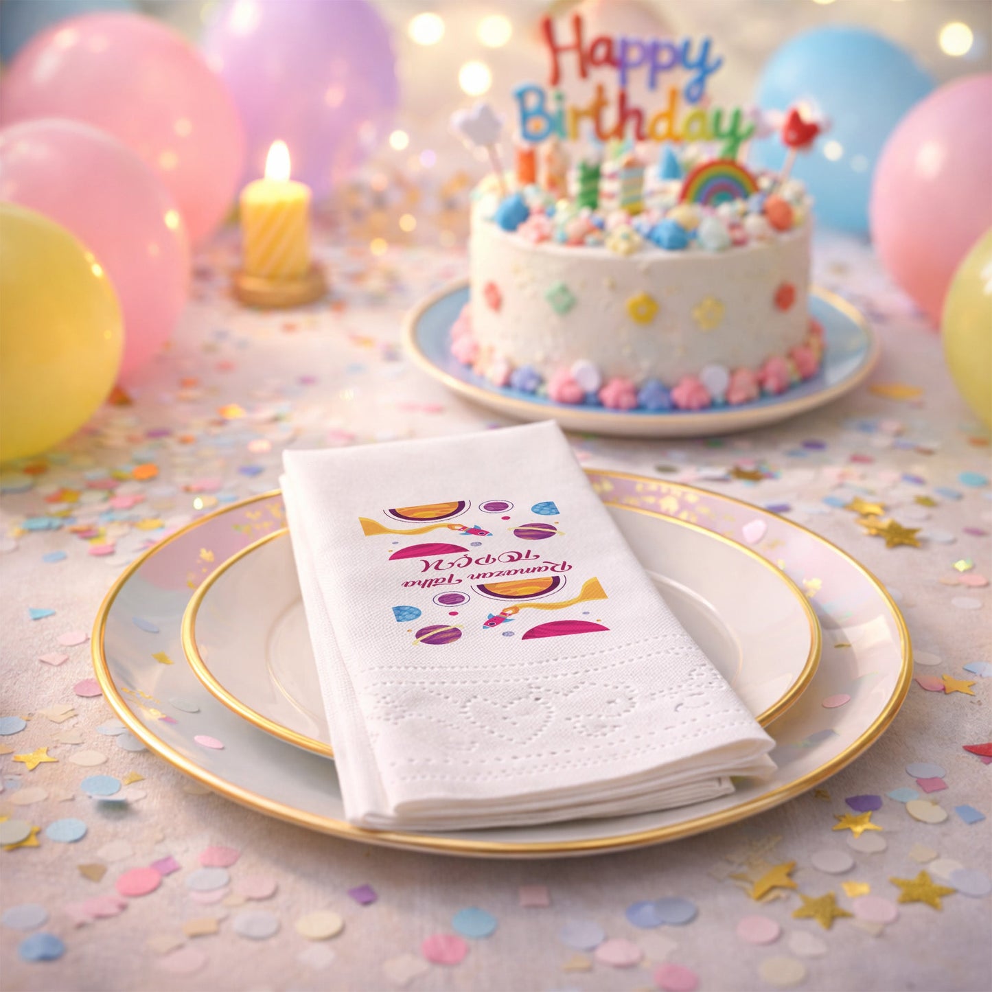 Uzay Temalı Kişiye Özel Doğum Günü Peçetesi - Ramazan Talha