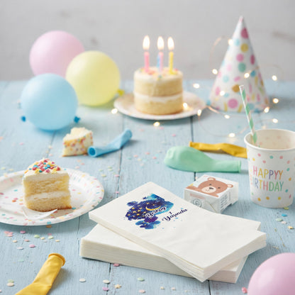 Berkay 1 Yaşında Ay ve Yıldız Temalı Gece Gökyüzü Peçetesi