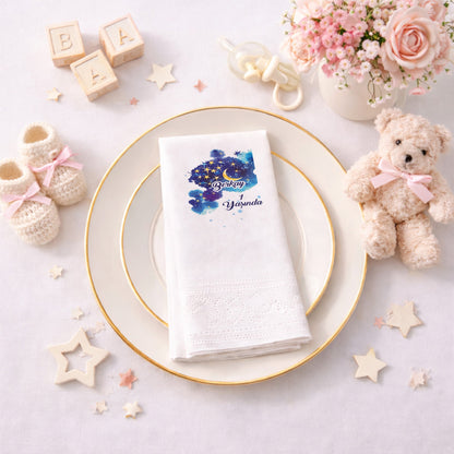Berkay 1 Yaşında Ay ve Yıldız Temalı Gece Gökyüzü Peçetesi