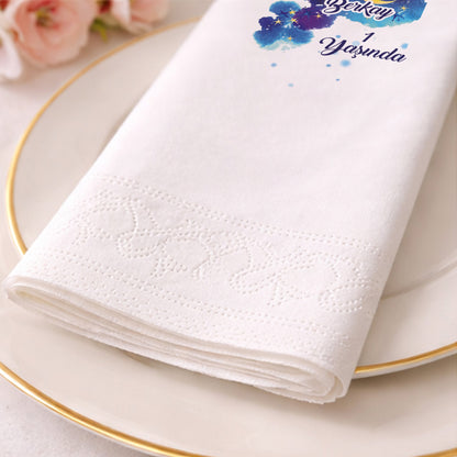 Berkay 1 Yaşında Ay ve Yıldız Temalı Gece Gökyüzü Peçetesi