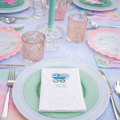 Mustafa İsme Özel Mavi Bebek Arabalı Baby Shower Peçetesi