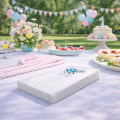 Mustafa İsme Özel Mavi Bebek Arabalı Baby Shower Peçetesi