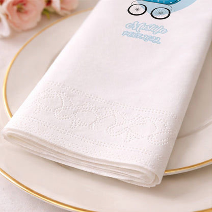 Mustafa İsme Özel Mavi Bebek Arabalı Baby Shower Peçetesi