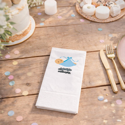 Mustafa İsme Özel Mavi Kundaklı Bebek Tasarımlı Baby Shower Peçetesi