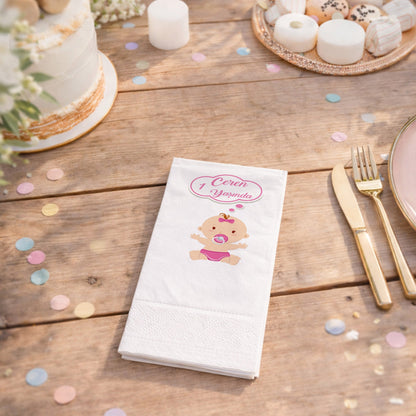 Ceren İsme Özel Pembe Bulut Temalı 1 Yaş Doğum Günü Peçetesi