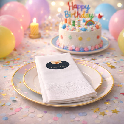 Yağız Kerem İsme Özel Teddy Bear Konseptli Lacivert Peçete