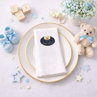 Yağız Kerem İsme Özel Teddy Bear Konseptli Lacivert Peçete