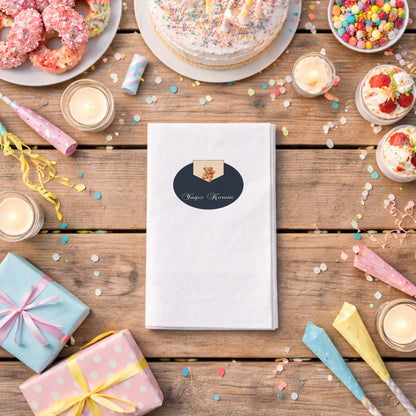 Yağız Kerem İsme Özel Teddy Bear Konseptli Lacivert Peçete