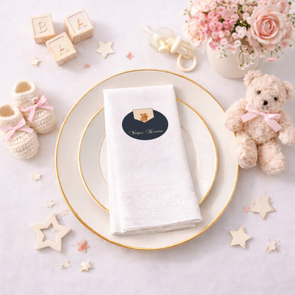 Yağız Kerem İsme Özel Teddy Bear Konseptli Lacivert Peçete