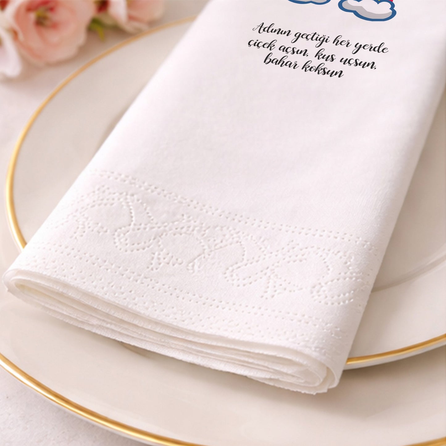 Şiirsel Mesajlı Gökkuşağı Temalı Özel Gün Peçetesi