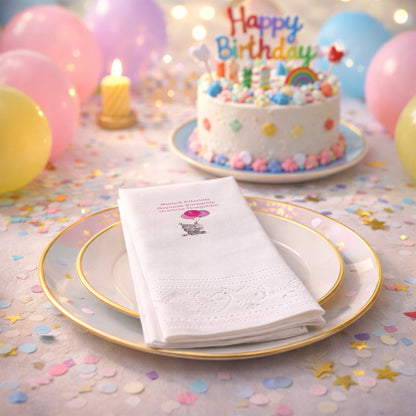 Pembe Balonlu Fil Figürlü Yenidoğan Hoş Geldin Peçetesi