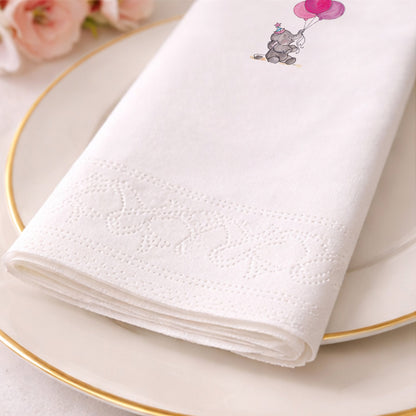 Pembe Balonlu Fil Figürlü Yenidoğan Hoş Geldin Peçetesi